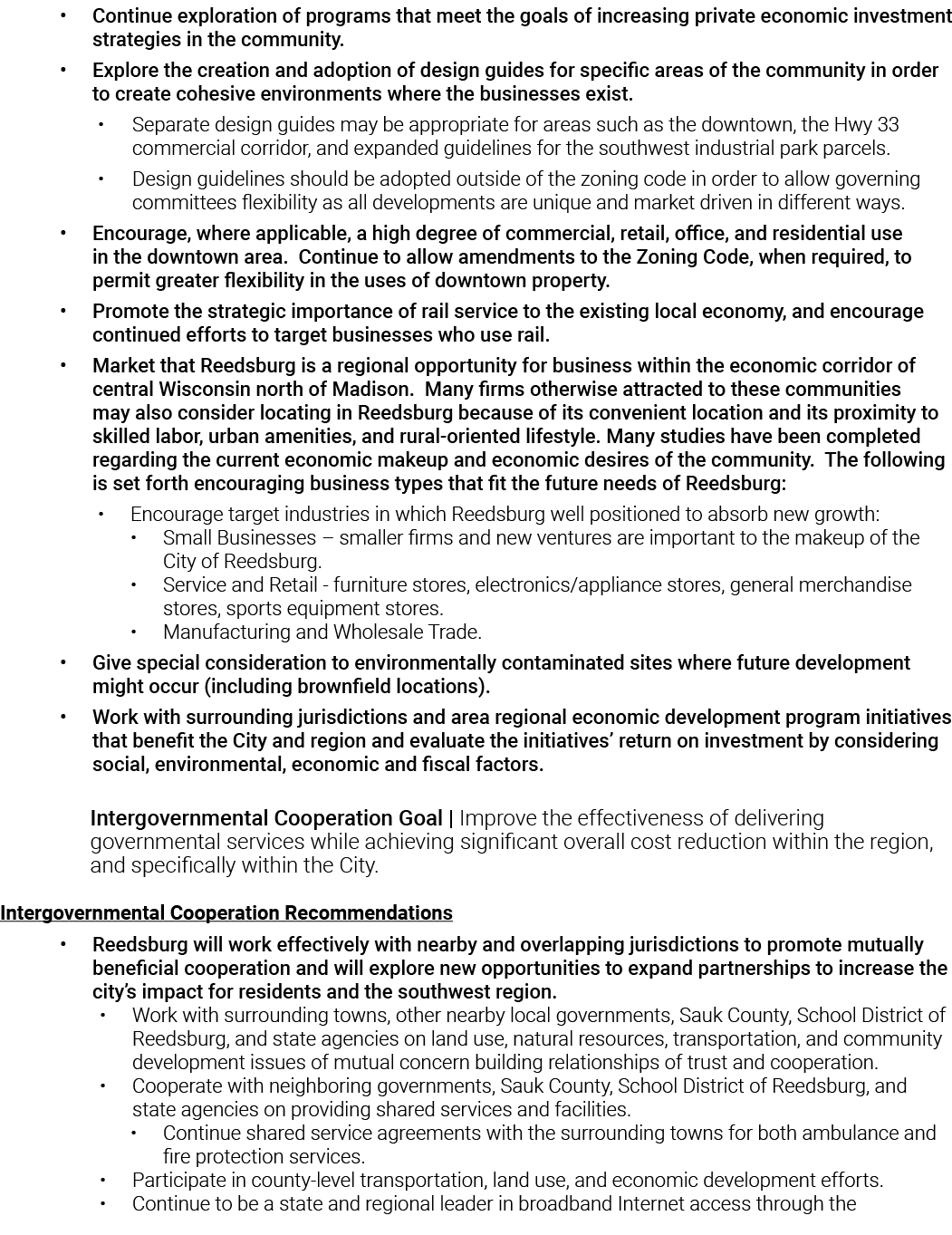 Reedsburg Comprehensive Plan Vision and