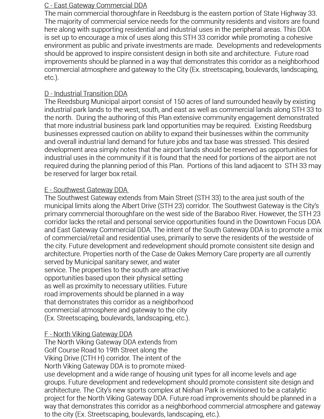 Reedsburg Comprehensive Plan Vision and