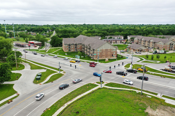 Aerial view of intersection.