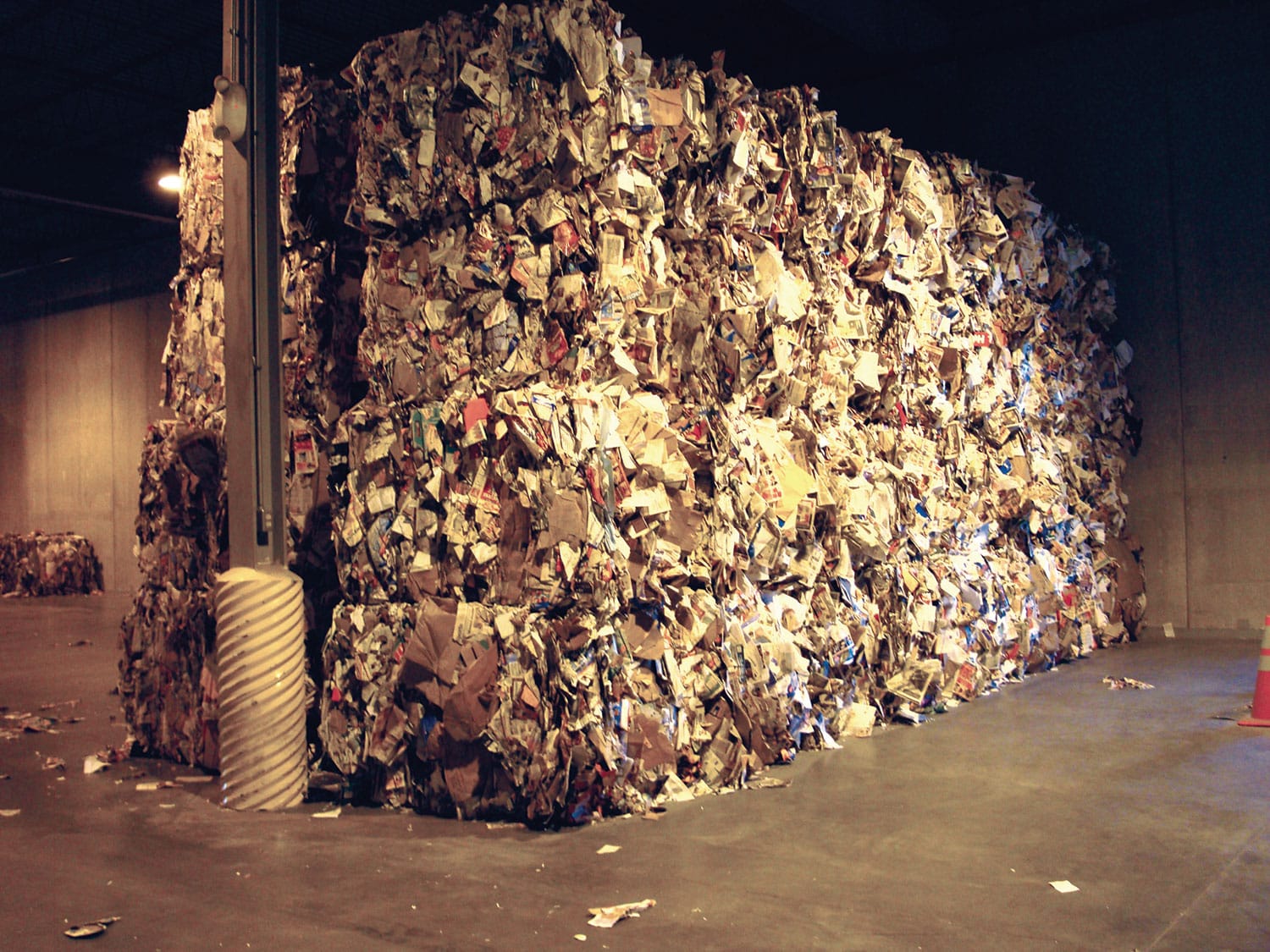 recycling center stacking trach or recyclables