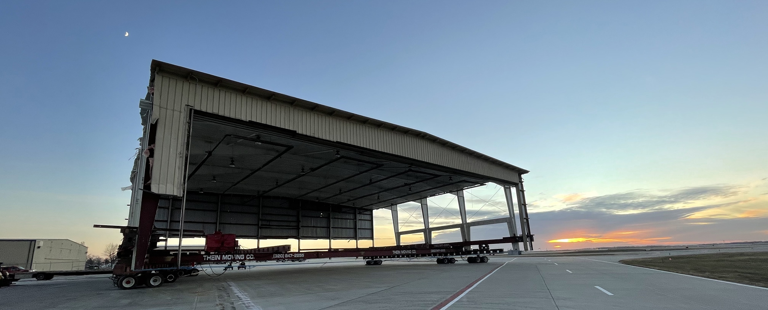 Hangar Relocation at Dusk