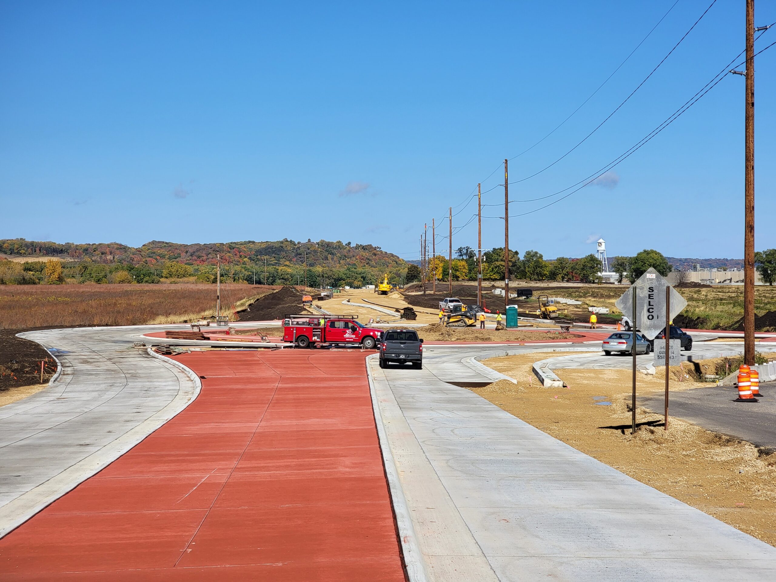 Ground level view of roundabout under construction.