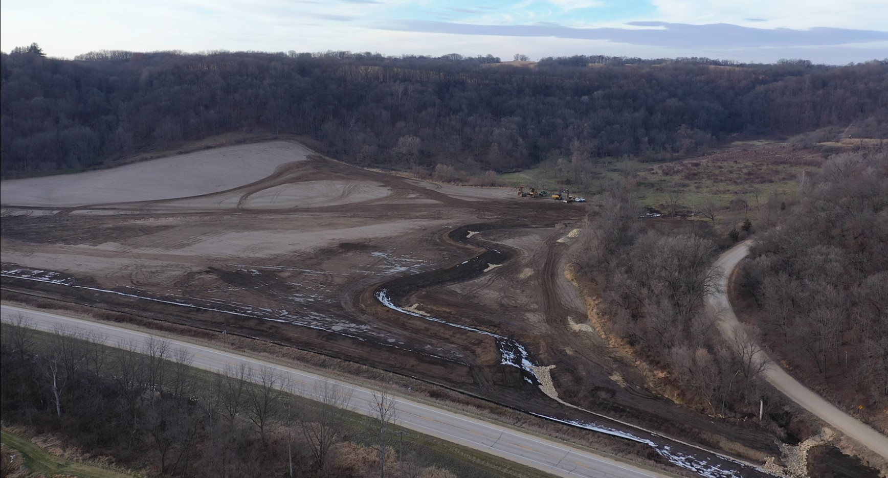 Aerial view of mitigation bank construction.
