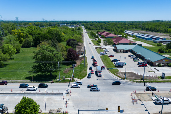 Aerial view of corridor.