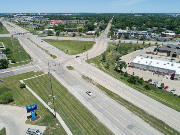 Aerial photo of roadway corridor.