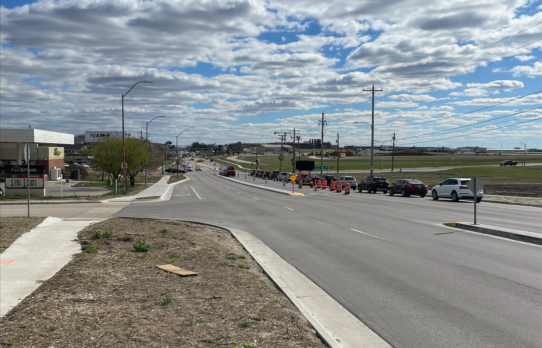 Ground level view of corridor.