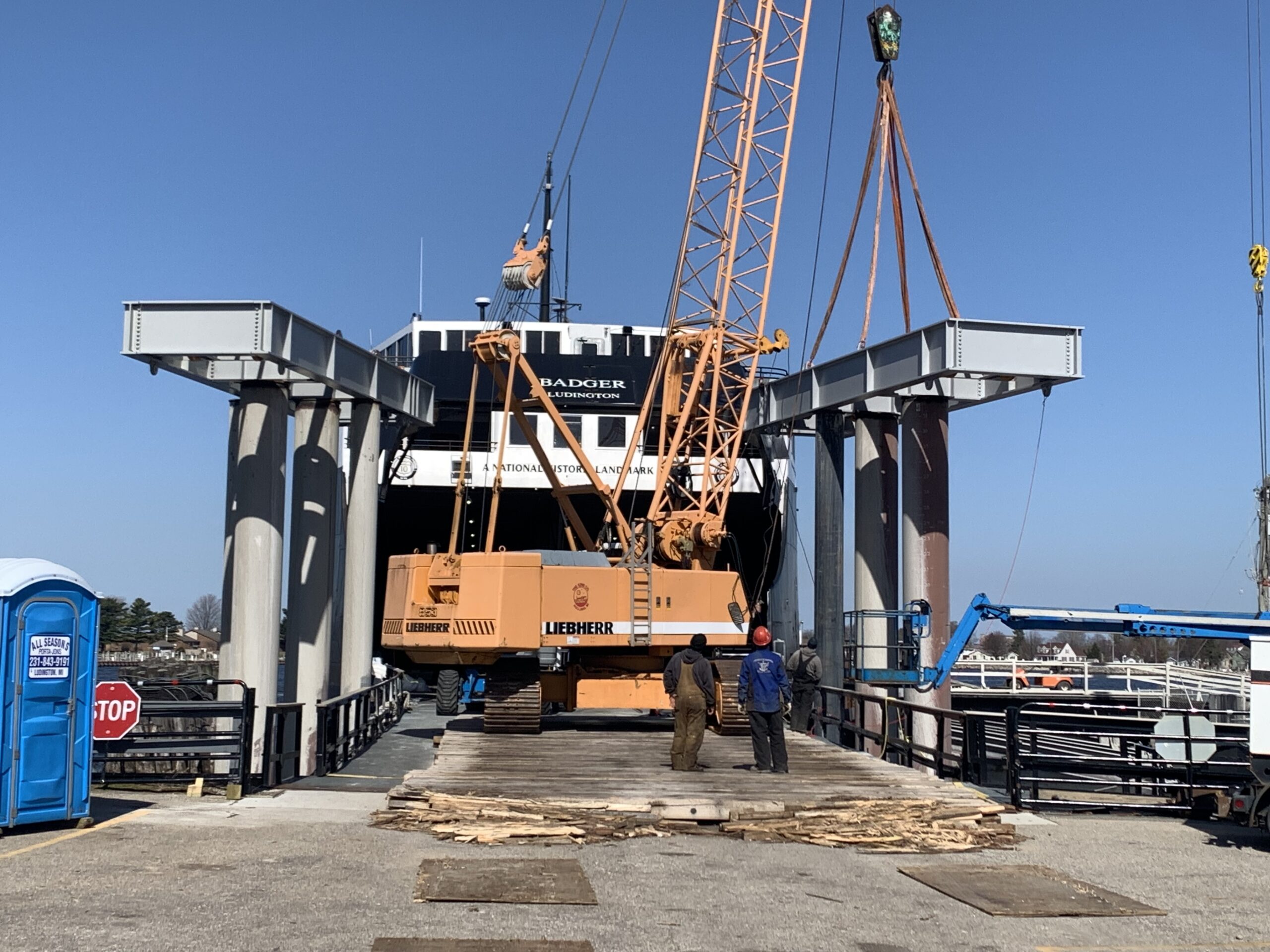 S.S. Badger Carferry Lifting Tower Emergency Repairs